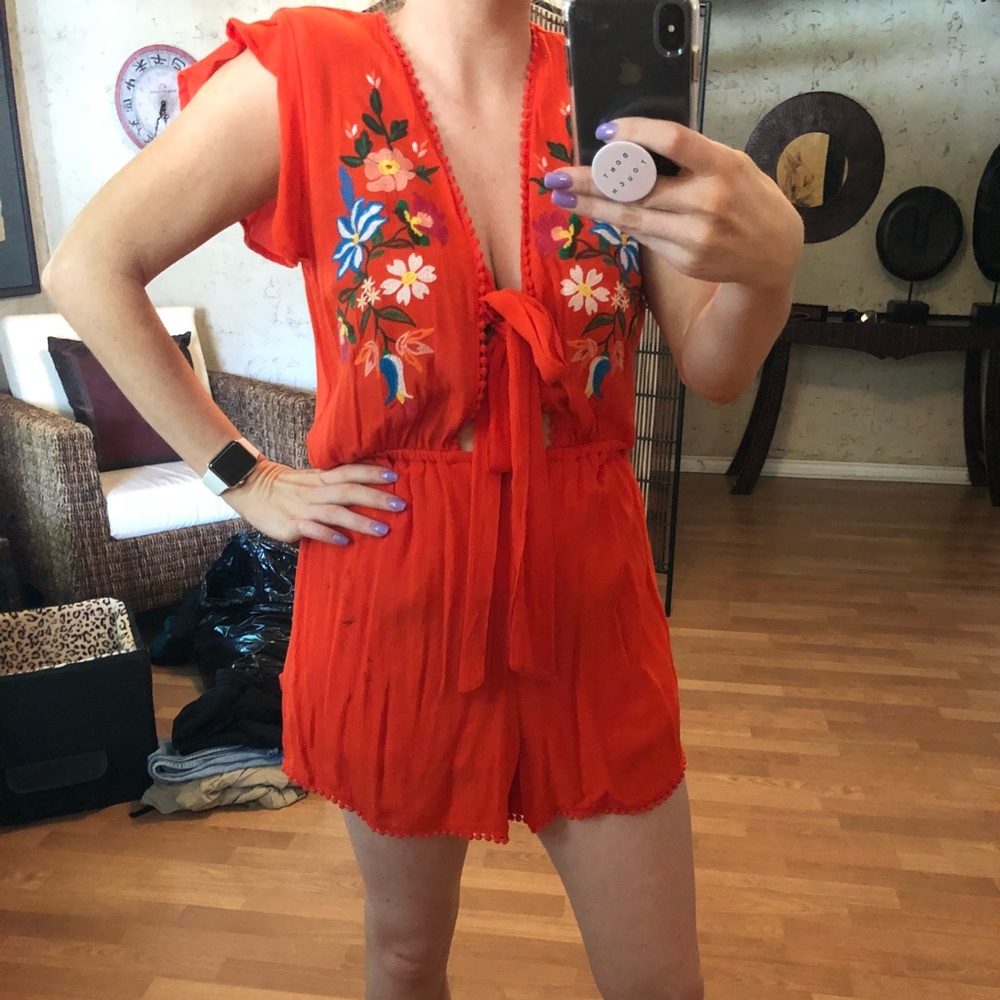 GB Floral Front Tie Romper